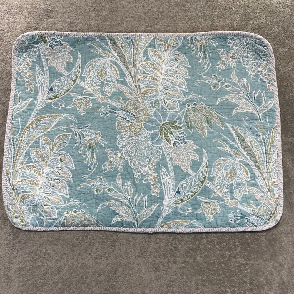 Tommy Bahama Home Standard Pillow Sham Aqua‎ Blue & Tan Tropical Floral Coastal